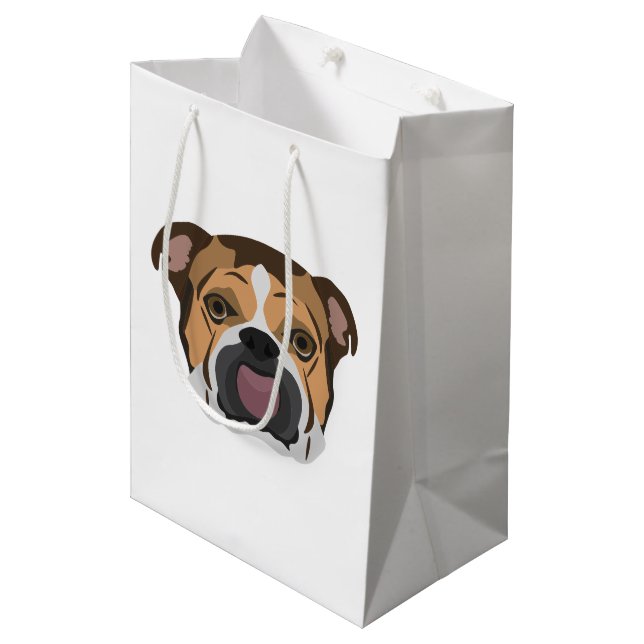 Bolsa De Regalo Mediana Bulldog del inglés del ilustracion (Angulo Anverso)