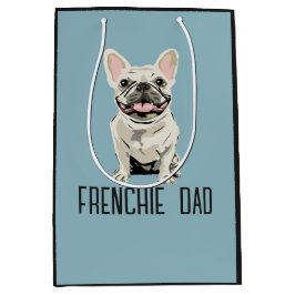 Bolsa De Regalo Mediana Bulldog Francés Blanco, Papá Frenchie
