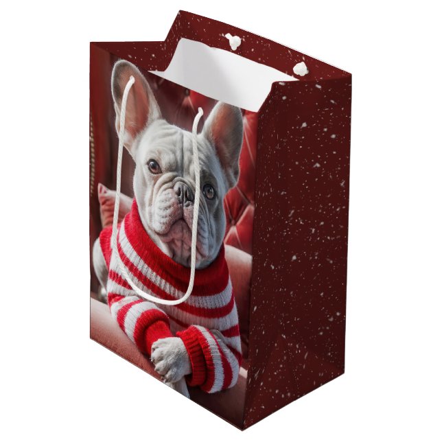 Bolsa De Regalo Mediana Bulldog francés navidades (Angulo Anverso)