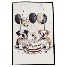 Bolsa De Regalo Mediana Bulldoges ingleses de cumpleaños