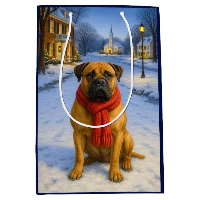 Bolsa De Regalo Mediana Bullmastiff Holiday Card (Anverso)