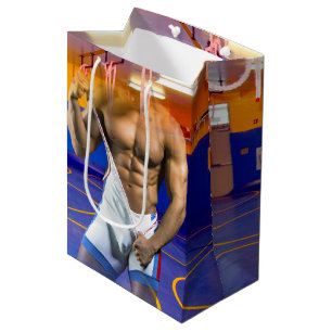 Bolsa De Regalo Mediana bulto muscular de hombre de SlipperyJoe's abdomina