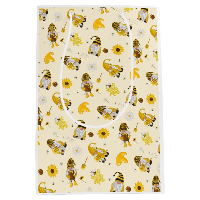 Bolsa De Regalo Mediana Bumble Bee Sunflower Yellow Gnome Tmatter (Anverso)