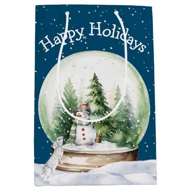 Bolsa De Regalo Mediana Bunny and Snowman (Anverso)