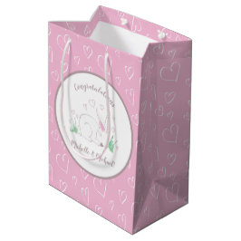 Bolsa De Regalo Mediana Bunny Baby Shower Spring Pink Chica