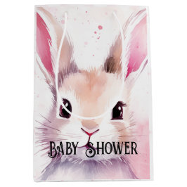 Bolsa De Regalo Mediana Bunny Cute Watercolor Ducha bebé rosa
