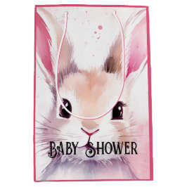 Bolsa De Regalo Mediana Bunny Cute Watercolor Ducha bebé rosa