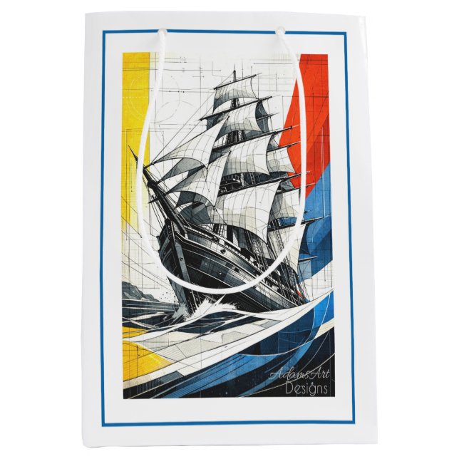 Bolsa De Regalo Mediana Buque de Vela Geométrico Moderno (Anverso)