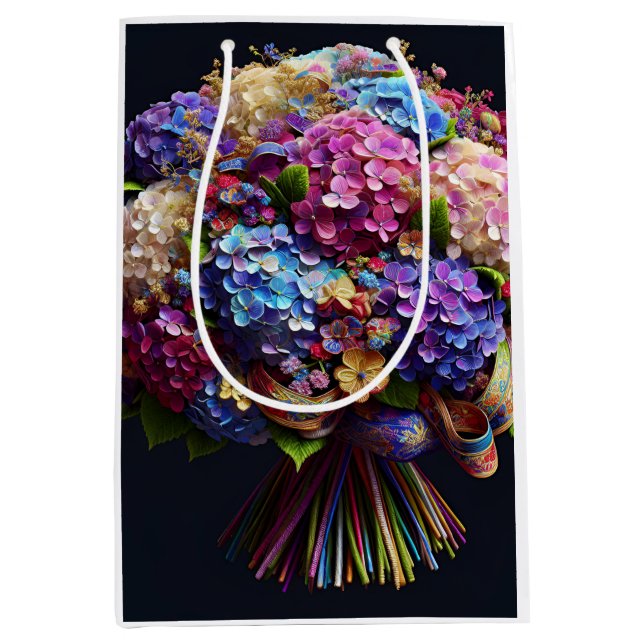 Bolsa De Regalo Mediana Buquet de Hydrangea, de Natasha Us (Anverso)