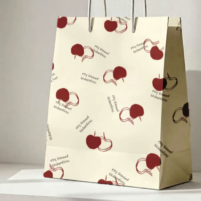 Bolsa De Regalo Mediana Burgundy Cherries & Sweet Script – Valentine (Subido por el creador)