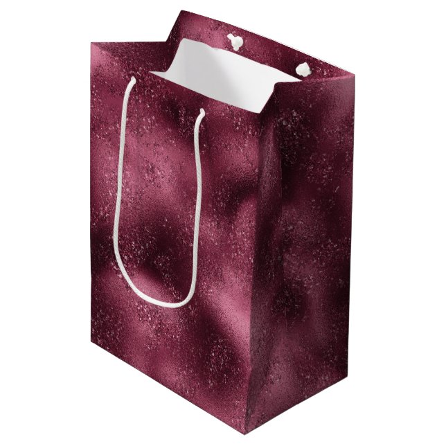 Bolsa De Regalo Mediana Burgundy Cherry Purpurina Glitz (Angulo Anverso)