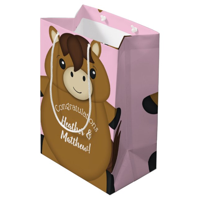 Bolsa De Regalo Mediana Caballo Baby Shower Pink (Angulo reverso)
