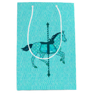 Bolsa De Regalo Mediana Caballo de carrusel - Turquesa y Aqua