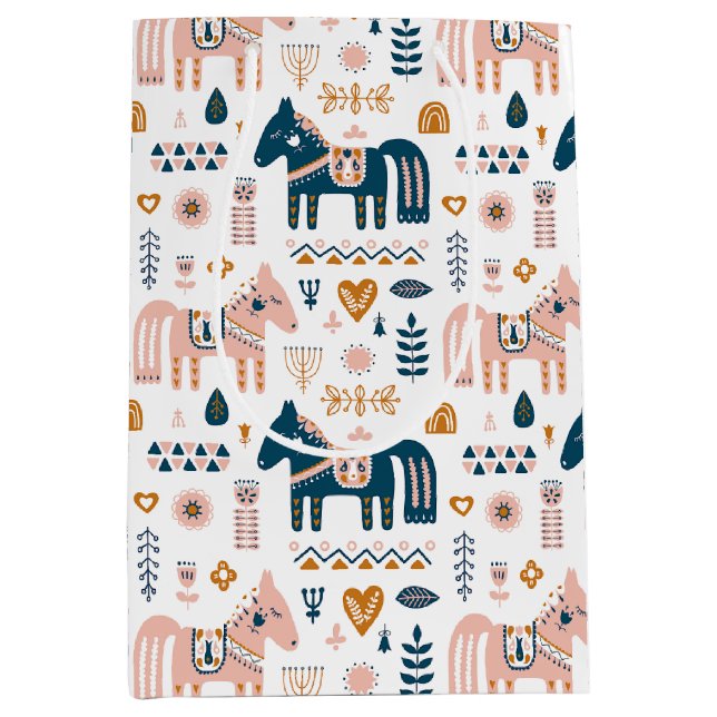 Bolsa De Regalo Mediana Caballo de Folkart nórdico (Anverso)