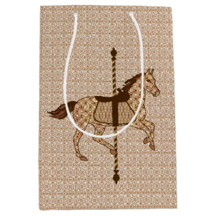 Bolsa De Regalo Mediana Caballo del carrusel - marrón y moreno