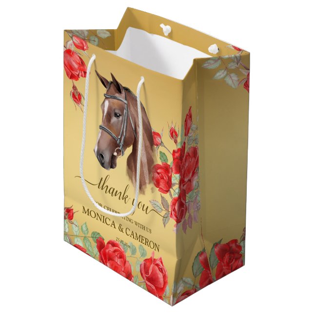 Bolsa De Regalo Mediana Caballo ecuestre Derby fiesta elegante caballo mar (Angulo Anverso)