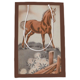 Bolsa De Regalo Mediana caballo feliz en marrón