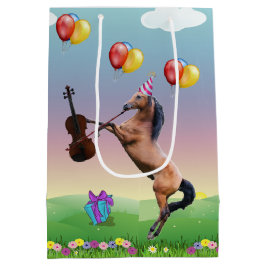 Bolsa De Regalo Mediana Caballo Jugando El Cumpleaños Del Violín