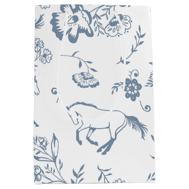 Bolsa De Regalo Mediana Caballos Ecuestres Clásicos (Anverso)