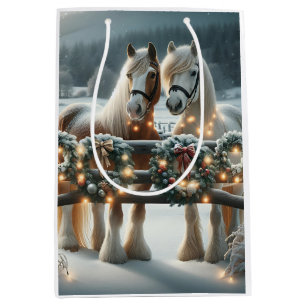 Bolsa De Regalo Mediana Caballos festivos y luces Navidades