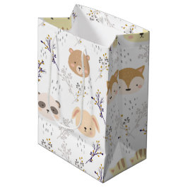 Bolsa De Regalo Mediana Cabeza Animal Adorable Y Patrón Floral