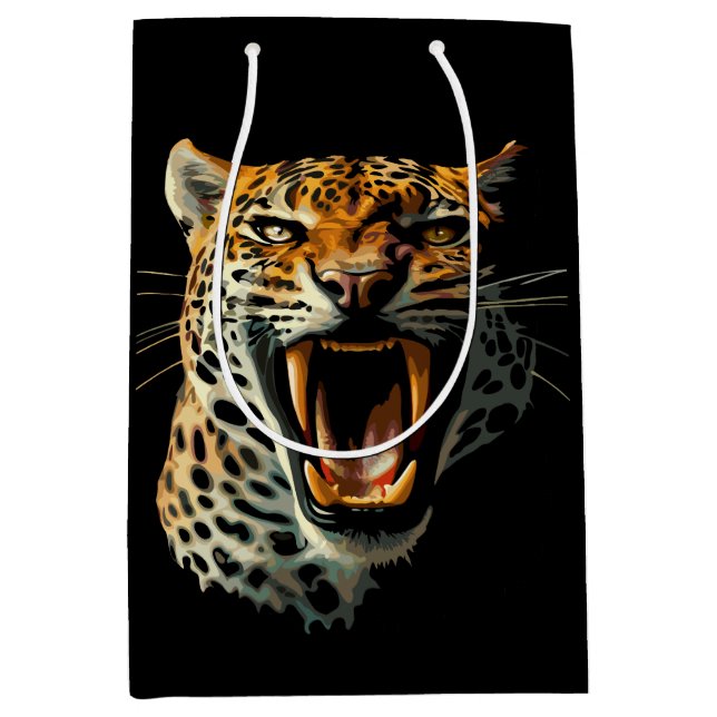 Bolsa De Regalo Mediana Cabeza de ataque ruidosa de leopardo (Anverso)