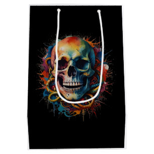 Bolsa De Regalo Mediana Cabeza de cráneo con pinturas multicolores