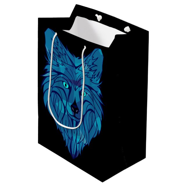 Bolsa De Regalo Mediana Cabeza de Lobo de Polo Azul (Angulo Anverso)