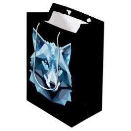 Bolsa De Regalo Mediana Cabeza de lobo geométrica azul