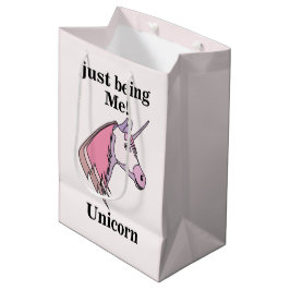 Bolsa De Regalo Mediana Cabeza de Unicornio Rosa Púrpura