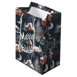 Bolsa De Regalo Mediana Cabin de Navidad de invierno
