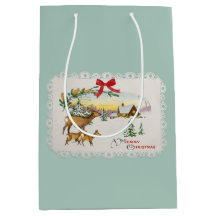 Cabina y ciervo de Navidad vintage