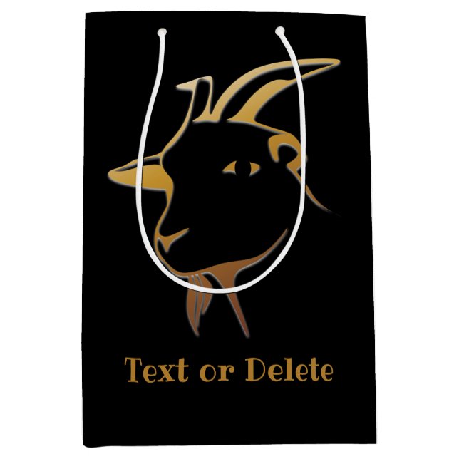 Bolsa De Regalo Mediana Cabra de oro en negro (Anverso)