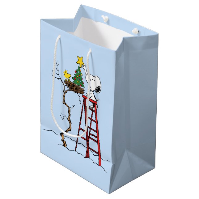 Bolsa De Regalo Mediana Cacahuetes | Árbol de Navidad Snoopy & Woodstock (Angulo Anverso)