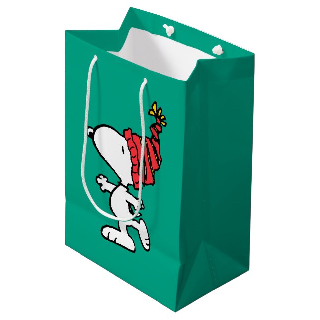 Bolsa De Regalo Mediana Cacahuetes | Capa de Beanie de Invierno Snoopy (Angulo Anverso)