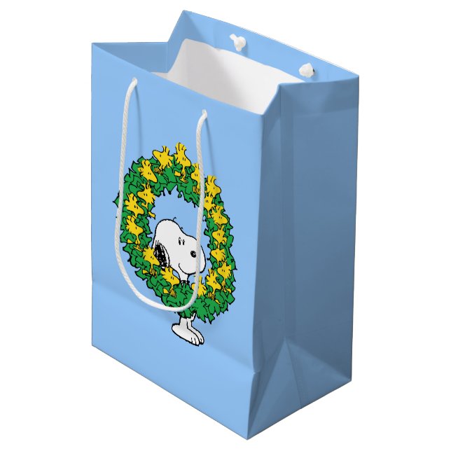 Bolsa De Regalo Mediana Cacahuetes | Wreath de Navidades Snoopy y Woodstoc (Angulo Anverso)