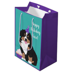 Bolsa De Regalo Mediana Cachorro de perro de montaña Bernés personalizado