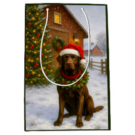 Bolsa De Regalo Mediana Cachorro Labrador de Navidad 