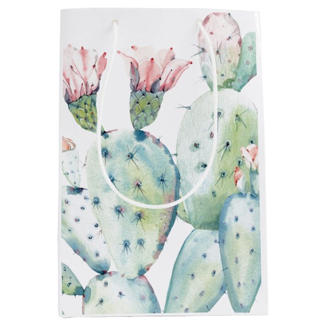 Bolsa De Regalo Mediana Cactus de la acuarela (Anverso)