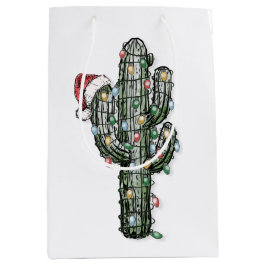 Bolsa De Regalo Mediana Cactus de Navidad con Luces