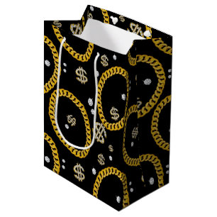Bolsa De Regalo Mediana Cadena de eslabones cubanos de oro de música rap H