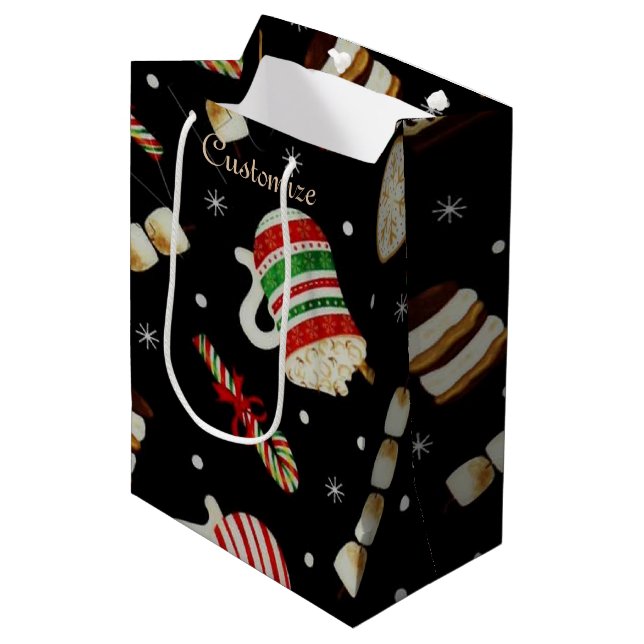 Bolsa De Regalo Mediana Cafe Latte Navidades Coffee Gift Bag (Angulo Anverso)