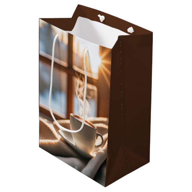 Bolsa De Regalo Mediana Café Por Ventana De Invierno (Angulo Anverso)