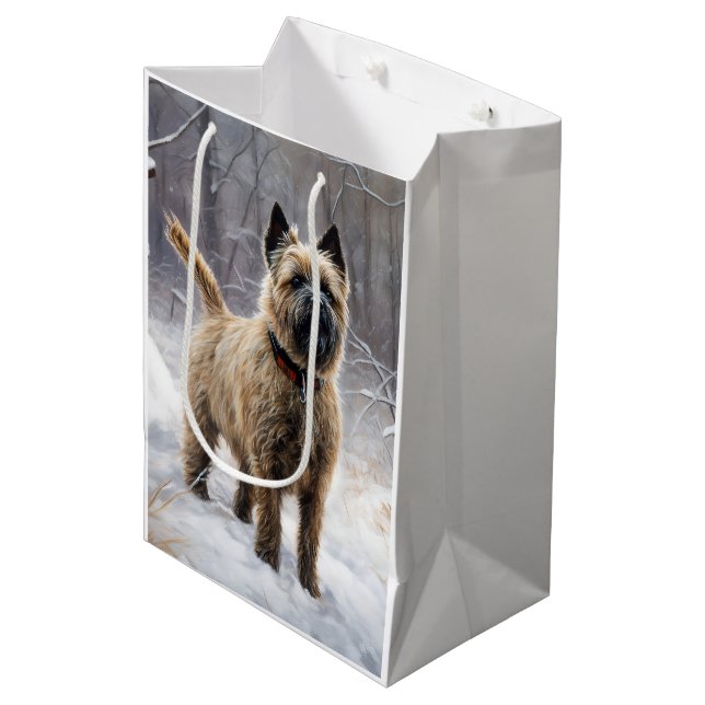 Bolsa De Regalo Mediana Cairn Terrier deja que nieve Navidades (Angulo Anverso)