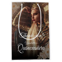 Caja de Favor Elegante Foto Oscura para Quinceañer