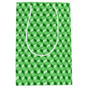 Bolsa De Regalo Mediana Cajas cromadas 3-d - verde esmeralda