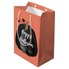Bolsa De Regalo Mediana Calabaza con guión corto Naranja Feliz Halloween