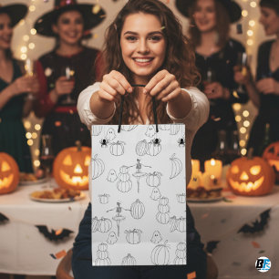 Bolsa De Regalo Mediana Calabaza de barro negro simple para Haloween