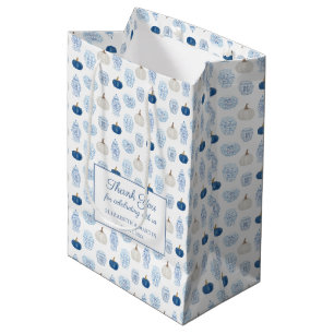 Bolsa De Regalo Mediana Calabaza De Chinoiserie Azul Inteligente Y Blanco