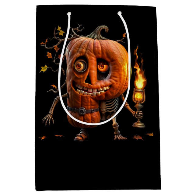 Bolsa De Regalo Mediana Calabaza de Halloween (Anverso)